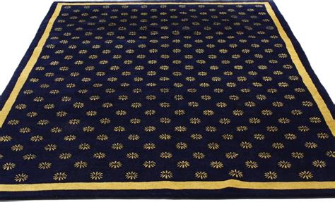 Maybe you would like to learn more about one of these? Navy Blue and Gold Area Rug with Hollywood Regency Style at 1stdibs