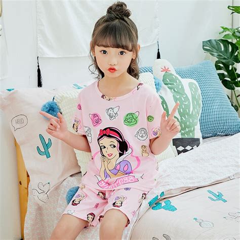 Pajamas For Girls 2018 New Summer Short Sleeved Sleepwear Childrens