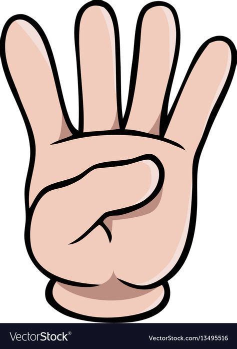 Human Cartoon Hand Showing Four Fingers Vector Image On Caarton