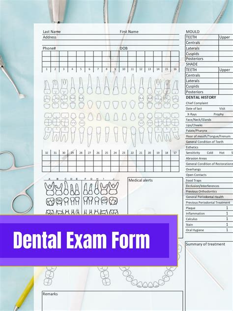 Dental Exam Form Template Dental Record Editable Instant Etsy