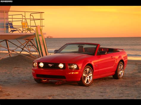 Car Vehicle Ford Red Cars Ford Mustang Convertible Roadster