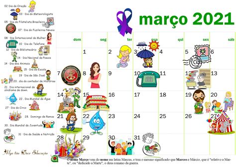 Comemorações Do Mes De Março