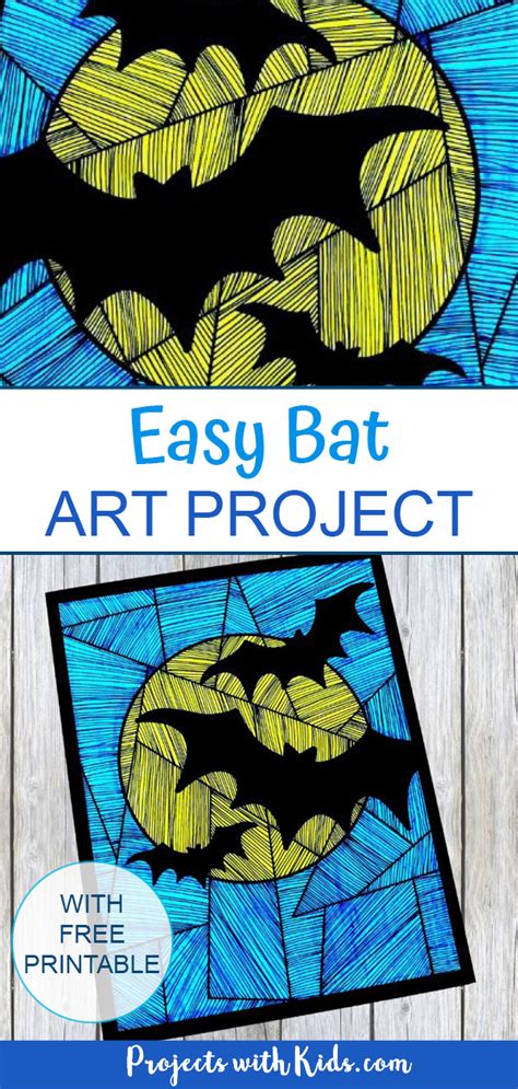 Easy Bat Art Project With Printable Projects With Kids