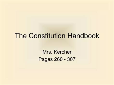 Ppt The Constitution Handbook Powerpoint Presentation Free Download