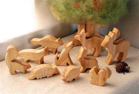 Maple Wood Crafted Animals Set Of 10 Waldorf Inspired Carved Wooden