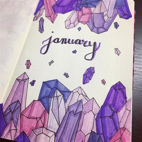 Bullet Journal Monthly Cover Page January Cover Page Crystal Drawings