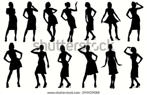 Sexy Women Model Posing Silhouettes 2 Stock Vector Royalty Free 294439088