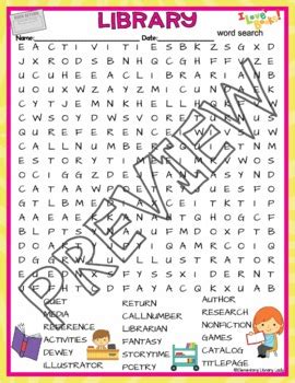 Library Activities Visit to the Library Crossword Puzzle and Word Searches