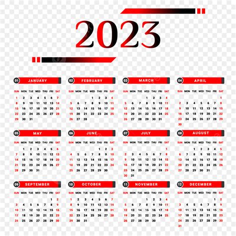 Calendario 2023 Con Estilo Geométrico Rojo Y Negro Png Dibujos Calendario 2023 Calendario