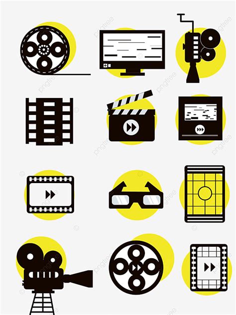 Multimedia Vector Design Images Black And Yellow Multimedia Icon Set