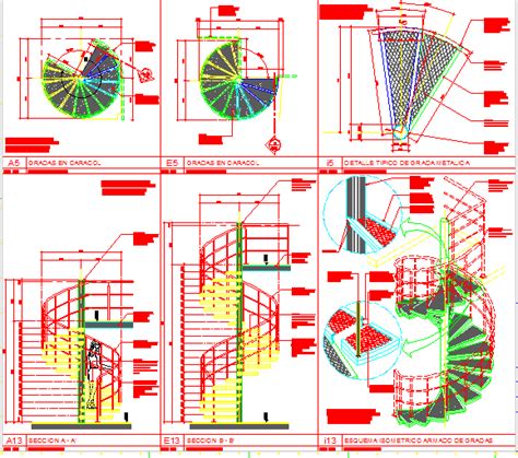 Planos De Escalera Metálica En Caracol En Detalles Constructivos