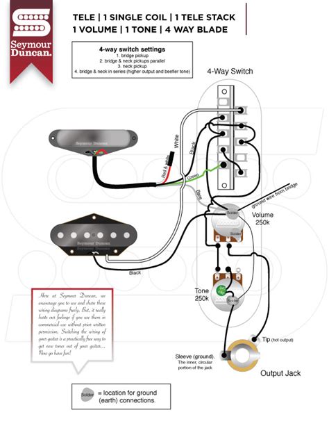 Mini humbucker wiring diagram with master tone and blender. Telecaster Humbucker In Neck 4 Way Switch Wiring Diagram - Collection - Wiring Diagram Sample
