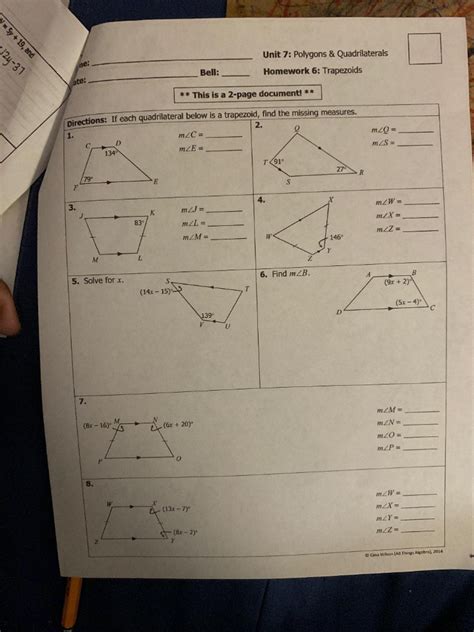 We classify quadrilaterals according to their sides and angles. Unit 7 Polygons And Quadrilaterals Answers / In the image ...