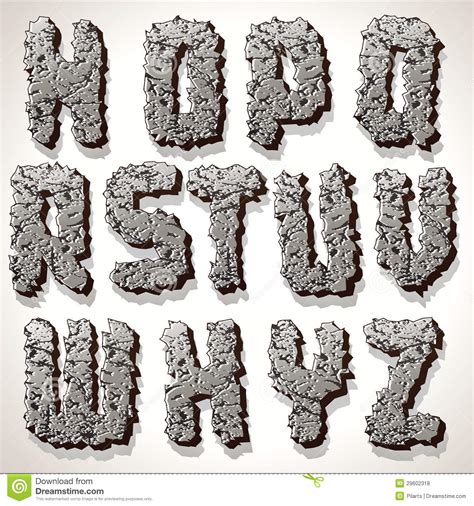 Alphabet Letter Made From Old Cracked Stone Vector Vector Illustration