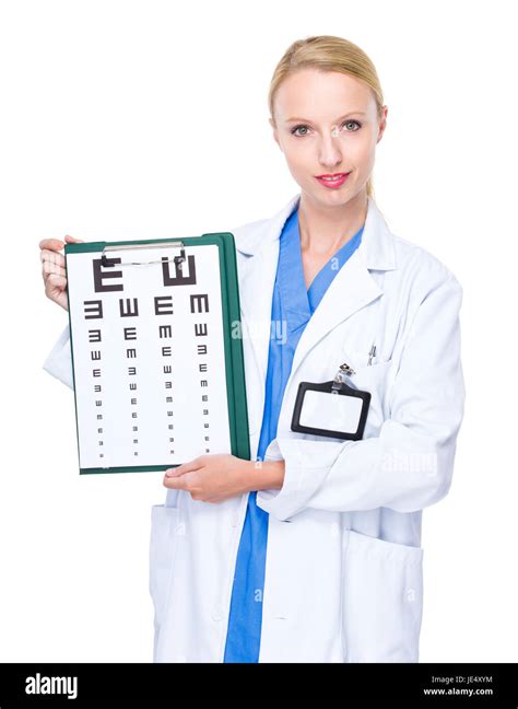 Optometrist Present With Eye Chart Stock Photo Alamy