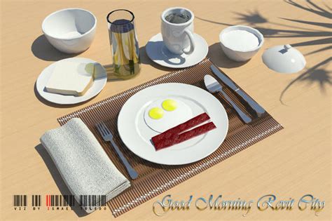 Photo about table set up for continental breakfast at restaurant. RevitCity.com | Object | Food / Meal / Breakfast - Table ...