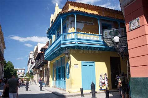 Colorful Balconies Facades On The Street In Historical Center Of Havana