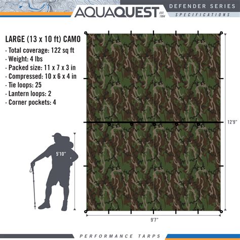 Defender Camo Tarp Kit Large Aqua Quest Waterproof