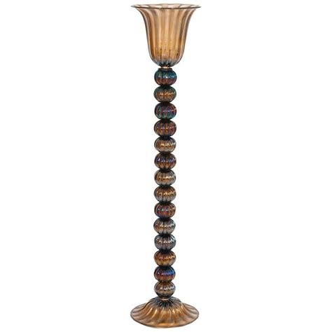 Italian Floor Lamp In Murano Glass Straw Yellow Iridescent Red 1980s For Sale At 1stdibs