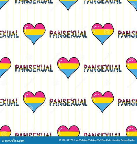 Cute Pansexual Heart With Text Cartoon Seamless Vector Pattern Hand