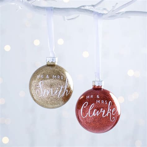 Personalised Mr And Mrs Glitter Bauble By Twenty Seven