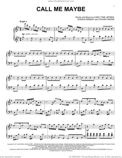 Call Me Maybe Classical Version Sheet Music For Piano Solo
