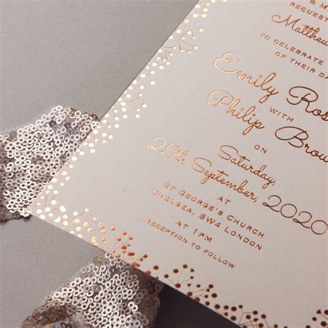 Amazing Rose Gold Foil Elegant Wedding Invitation White