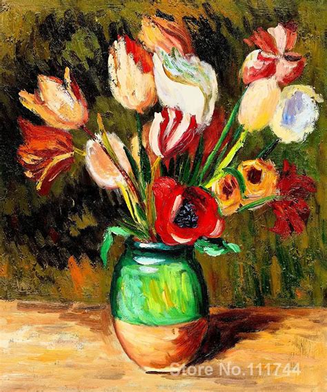 Pierre Auguste Renoir Paintings Of Tulips In A Vase Modern