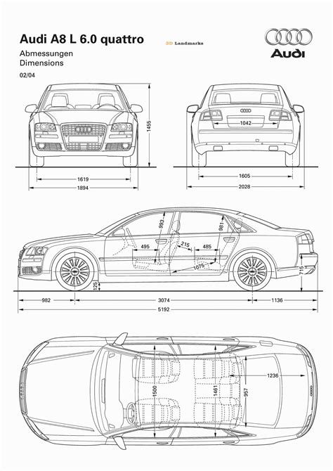 Automobile Blueprints Car Blueprints Audi Audi A8 2004 Automobile