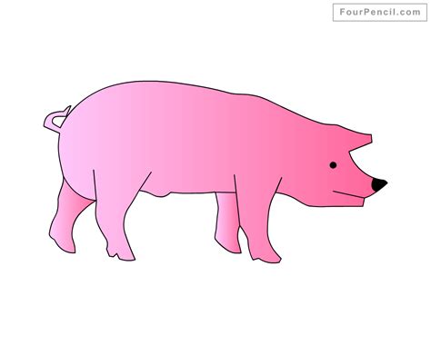 Colored pencils video standard printable step by step. Fpencil: How to draw Pig for kids step by step