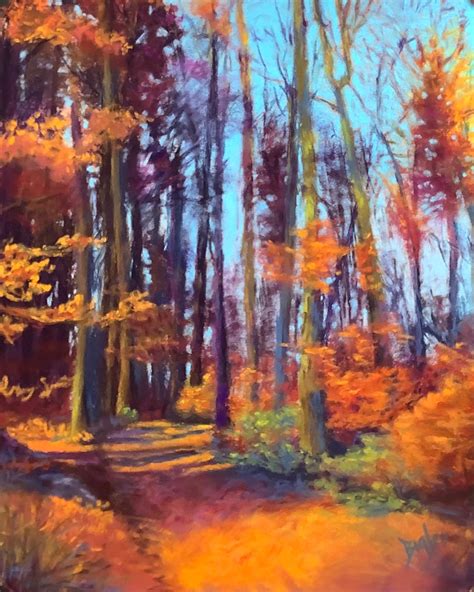 Original Pastel Painting Autumn Walk 9x115 Etsy