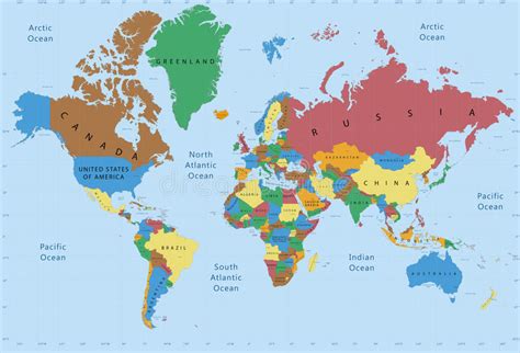 World Map Political Detailed Stock Image Image Of Cartography