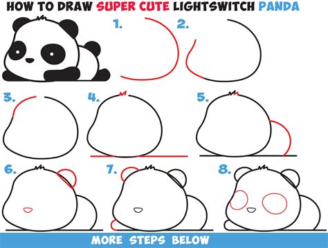 Collection by jessica dannelley (wooten). How to Draw a Super Cute Kawaii Panda Bear Laying Down Easy Step by Step Drawing Tutorial for ...