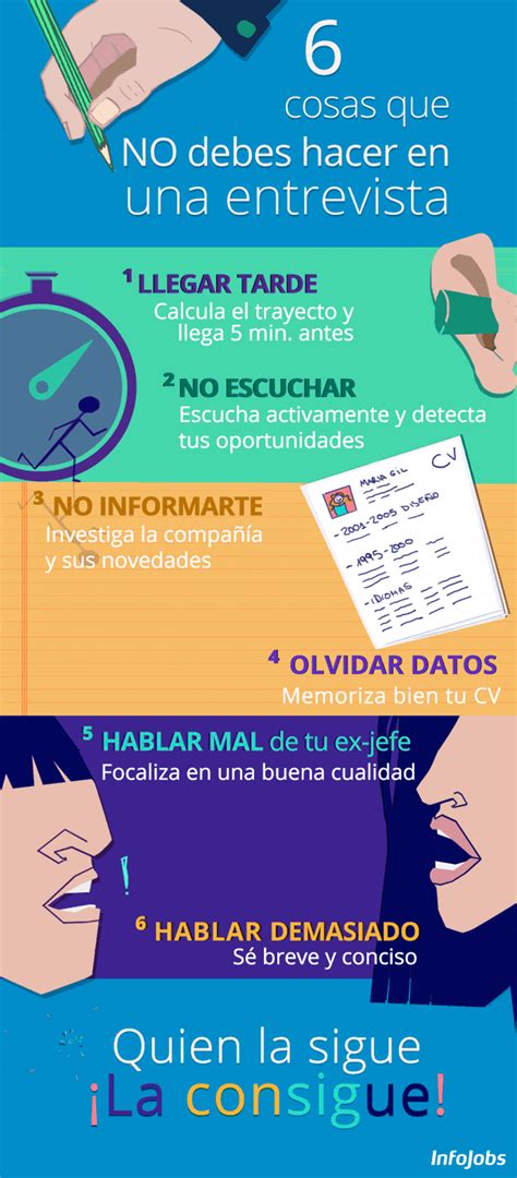 Cosas Que No Debes Hacer En Una Entrevista De Trabajo Infografia