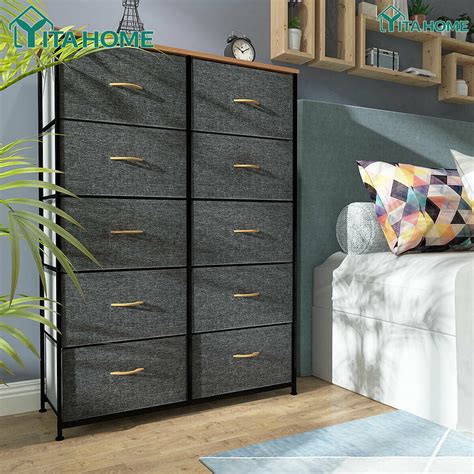 Yitahome 10 Drawers Dresser Fabric Bedside Organizer Storage Tower