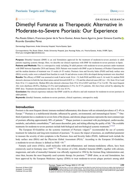 Pdf Dimethyl Fumarate As Therapeutic Alternative In Moderate To