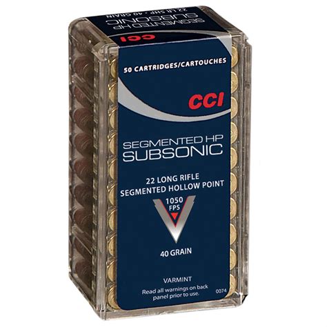 Cci 22lr Subsonic Cpshp 40 Grain 50 Rounds 594517 22lr Ammo At