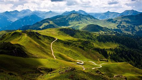 Free Photo Green Mountains Clouds Outdoors Wide Angle Photography