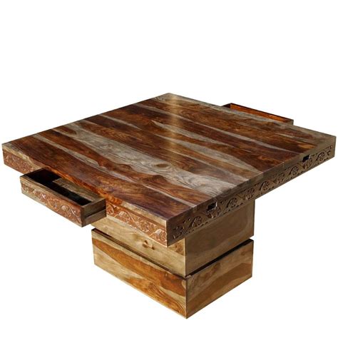 Square dining tables are popular and efficient tables that range in size from two to twelve person seating options. Modern Square Pedestal Solid Wood Dining Table w Extensions