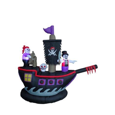 The Holiday Aisle Halloween Inflatable Pirate Ship With Skeleton