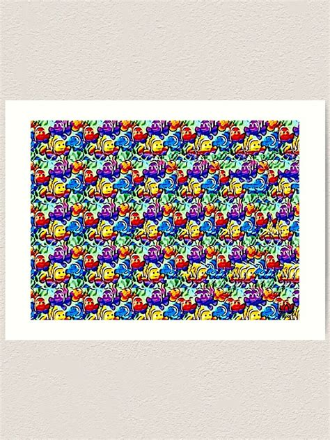 Happy Fish Stereogram Art Print For Sale By Jmarp Redbubble