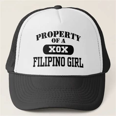 property of a filipino girl trucker hat zazzle
