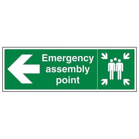 Emergency Assembly Point Arrow Left Fire Assembly Safety Signs