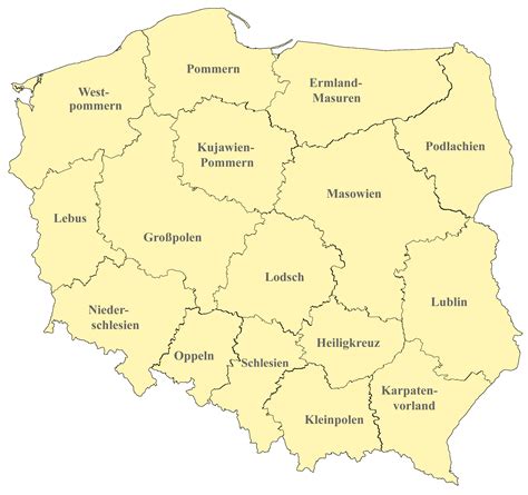 Polen Karte Mit Regionen And Landkarten Mit Provinzen
