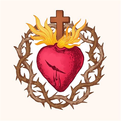 Sacred Heart Of Jesus Surrounded By A Crown Of Thorns 5629614 Vector