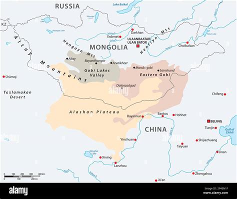 Mappa Del Deserto Del Gobi Dellasia Centrale Mongolia Cina Immagine