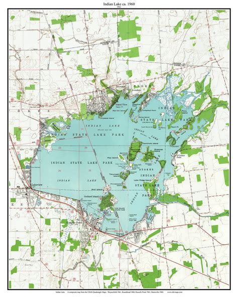 Indian Lake 1960 Custom Usgs Old Topo Map Ohio Old Maps