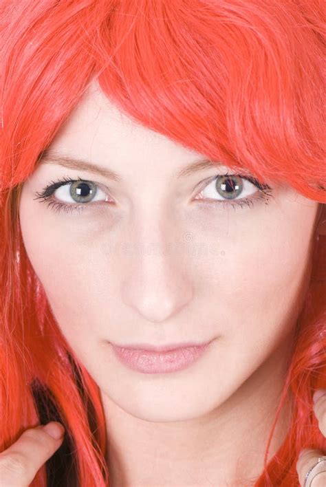 Young Red Haired Woman In A Wig And Lingerie Stock Image Image Of Caucasian Lingerie 12895645