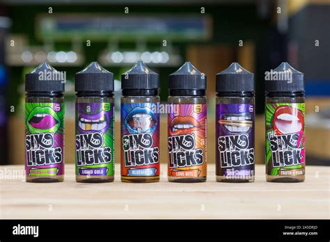 Six Licks 100ml Short Fill E Liquid On Display Inside A Scottish Vape