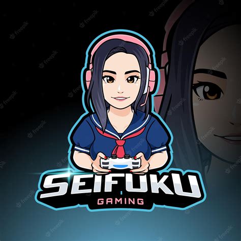 Premium Vector Kawaii Cute Gamer Girl Icon Cartoon Logo For Gaming